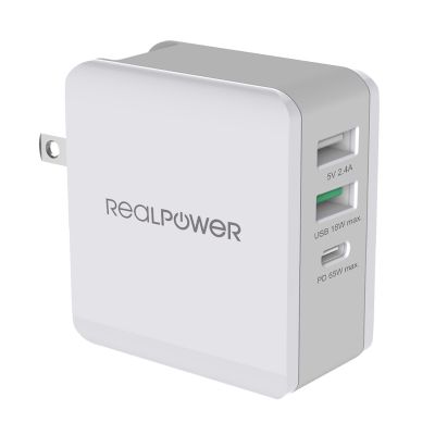 5. RealPower DeskCharge-65 Reise-Universal-Netzteil, grau, intern