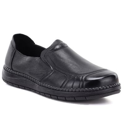 5. Bequeme Damen-Slipper aus Leder, schwarz, Vinceza 107241