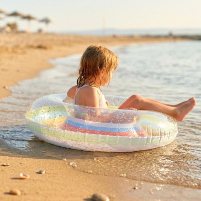 5. Schwimmring 90 cm Regenbogen Glitzer Orange 35644