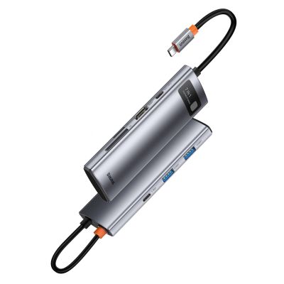13. Baseus Metal Gleam Series multifunktionaler USB HUB 7in1 Typ C HDMI TF PD Kartenleser grau (WKWG020113)