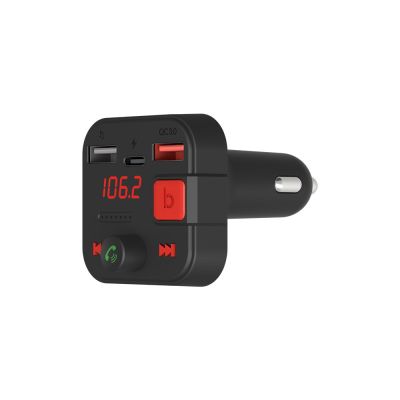 3. SAVIO TR-15 FM-Transmitter mit Display, Bluetooth und PD-Ladegerät USB-C USB-A Quick Charge, Bass Boost
