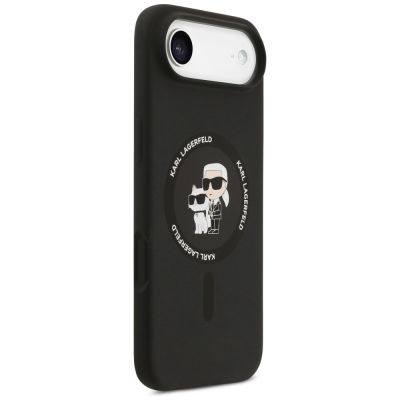 4. Karl Lagerfeld Silikon Karl&Choupette Ring MagSafe Hülle für iPhone 17 Air - Schwarz
