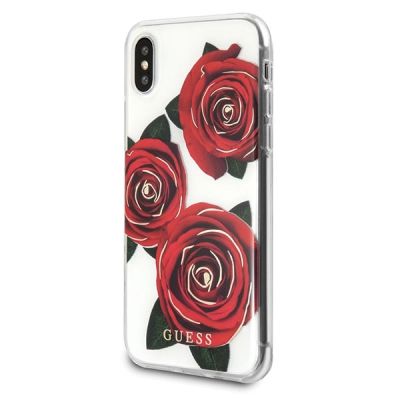 2. Guess Flower Desire Rote Rose iPhone X Hülle - Transparent