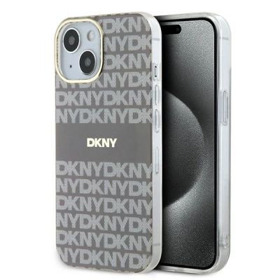 DKNY IML Mono & Stripe MagSafe-Hülle für iPhone 15 / 14 / 13 – Beige