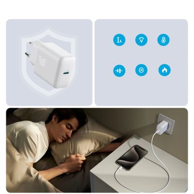 11. Joyroom JR-TCF24 USB-C PD 30W QC SFC Netzwerkladegerät – Weiß + 1 m USB-C-Kabel