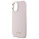 6. Guess Silikon Script Metal Logo & Frame Hülle für iPhone 16 Plus – Rosa
