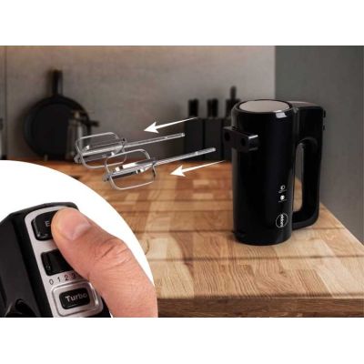 8. ELDOM FOOD PROBOT R120 MIXO 400W, SCHWARZ, 5 GESCHWINDIGKEITEN, SCHLAG- UND MIXFUNKTION, TURBO-TASTE, ZUBEHÖRBEHÄLTER