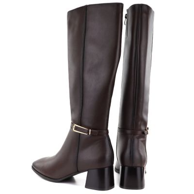 9. Braune Damen-Lederstiefel mit hohem Absatz, Sergio Leone KZ-31-S