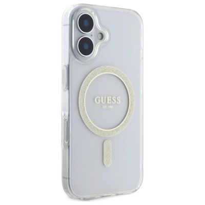 4. Guess GUHMP16MHFGERET iPhone 16 Plus 6,7" transparentes Hardcase IML Glitter Circle MagSafe