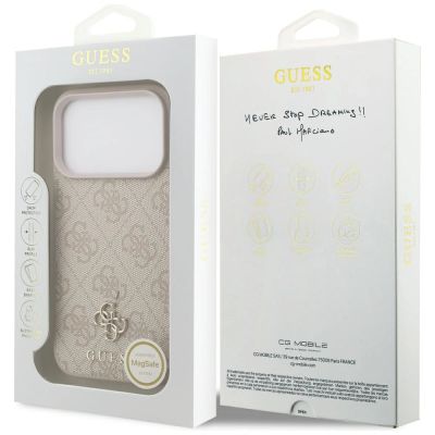 8. Guess 4G Small Classic Logo MagSafe Hülle für iPhone 18 Pro / 17 Pro – Pink