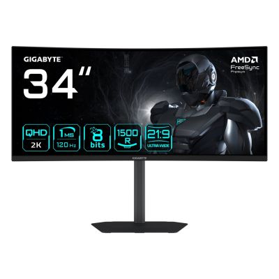 2. GIGABYTE GS34WQCA, 34-Zoll-WQHD-Gaming-Monitor, 120 Hz, VA-Panel, FreeSync Premium
