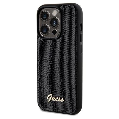 2. Guess Pailletten Script Metallhülle für iPhone 14 Pro Max – Schwarz