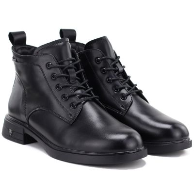 4. Schwarze, gefütterte Damen-Ankle-Boots aus Leder, Vinceza 39953