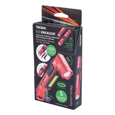 5. TROIKA ECO KNICKLICHT Rote Handtaschenlampe + Stirnbandtaschenlampe COB-LED