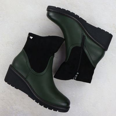 4. grüne Wildleder-Keilstiefel für Damen, M.Daszyński 2510