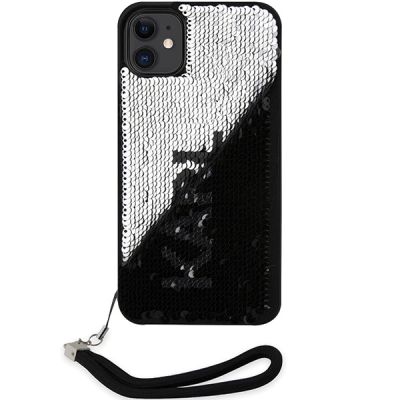 3. Karl Lagerfeld KLHCN61PSQRKS iPhone 11 / Xr 6,1" Silber/Silber Hardcase Pailletten Kordel