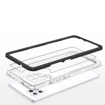 5. Klare 3in1 Hülle für Samsung Galaxy A42 5G Frame Gel Cover Schwarz