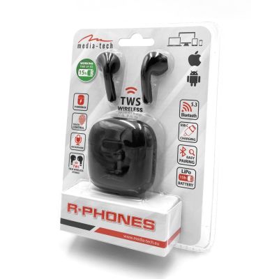 8. Media Tech MT3589K Kopfhörer (In-Ear; Bluetooth; mit integriertem Mikrofon; schwarz)
