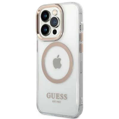 2. Guess GUHMP14LHTRMD iPhone 14 Pro 6.1 "Gold / Gold Hartschalenetui Metal Outline Magsafe