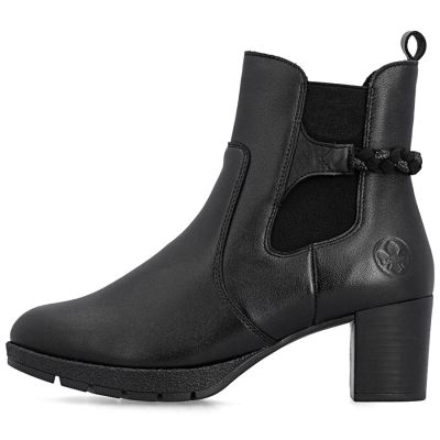 3. Damen-Ankle-Boots aus Leder mit Absatz, gefüttert, schwarz, Rieker 77651-00