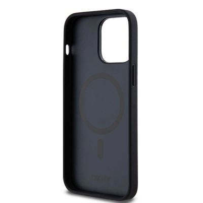 7. DKNY MagSafe-Hülle aus Leder mit Muster und Metalllogo für iPhone 13 Pro / 13 – Schwarz