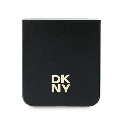 5. DKNY Leder-Metall-Stack-Logo-Hülle für Samsung Galaxy Z Flip 6 – Schwarz