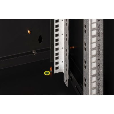 17. Digitus Unique 19" 16U Wand-Netzwerkschrank 600x450 mm, Glastür, schwarz, ungeteilt, montiert, 100 kg