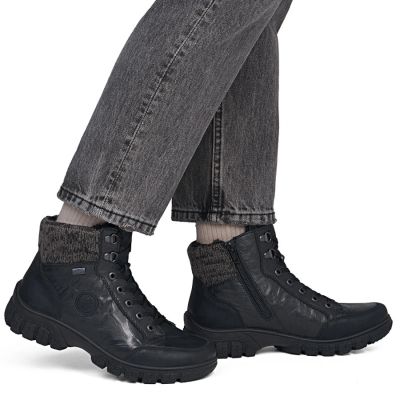 12. Rieker Z7230-00 Wasserdichte Leder-Damenstiefel Schwarz