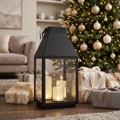 6. LED-Laterne 35 cm, 3 Kerzen, Saska Geschenk & Dekoration