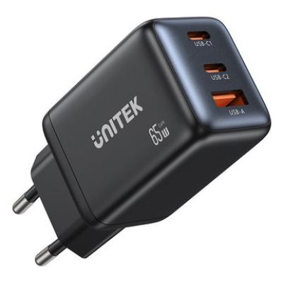 10. UNITEK GAN Wandladegerät 2x USB-C USB-A, PD 3.0, 65W, Schwarz