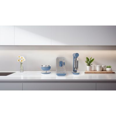 12. Smeg KSC01SBMWW Küchenwaage, blau, rundes Oberteil, elektronische Küchenwaage