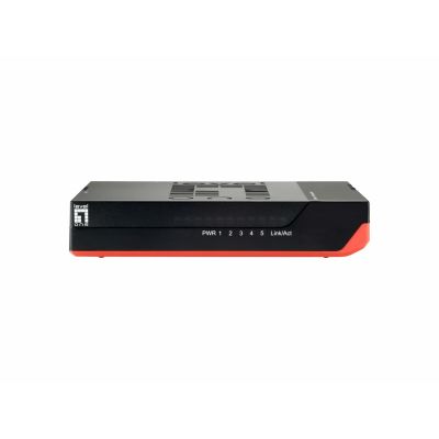 6. LevelOne GSW-0507 Netzwerk-Switch, unmanaged Gigabit Ethernet (10/100/1000), Schwarz, Rot