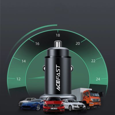 7. Acefast Autoladegerät 38W USB Typ C / USB, PPS, Power Delivery, Quick Charge 3.0, AFC, FCP schwarz (B1 schwarz)