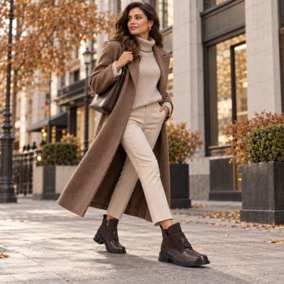 5. Damen-Lederboots in Kroko-Optik, Schokoladenbraun Filippo DBT820