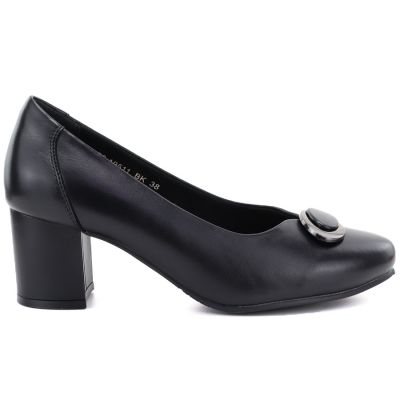 Schwarze Lederpumps mit Blockabsatz, Potocki JE19511