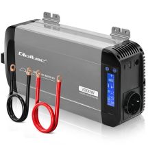 Qoltec Sinus-Spannungswandler | 12 V auf 230 V | 1000/2000 W | LCD | USB | USB-C | Kompatibel mit LiFePO4-, GEL- und AGM-Akkus