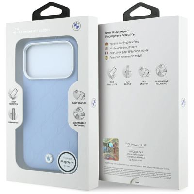 8. BMW MagSafe Hülle mit geprägtem, gestepptem Metalllogo für iPhone 18 Pro Max / 17 Pro Max – Blau