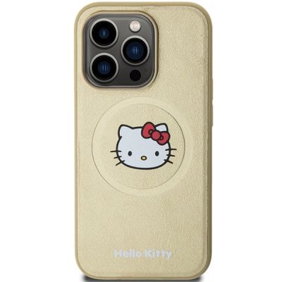3. Hello Kitty Kitty Head MagSafe-Hülle aus Leder für iPhone 13 Pro Max – Gold