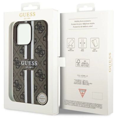 8. Guess GUHMP13LP4RPSW iPhone 13 Pro / 13 6,1" braun/braunes Hardcase 4G bedruckte Streifen MagSafe