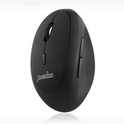 Perixx PERIMICE 719L kabellose Maus, optisch, vertikal, ohne Klick, schwarz, leise, für Linkshänder