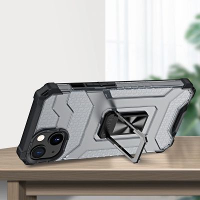 3. Crystal Ring Case robuste Kickstand TPU/PC Panzer Handyhülle Hard Case für iPhone 13 mini schwarz