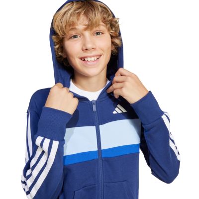 6. adidas Seasonal Essentials Tiberio 3-Streifen French Terry Trainingsanzug für Kinder Marineblau JI6035