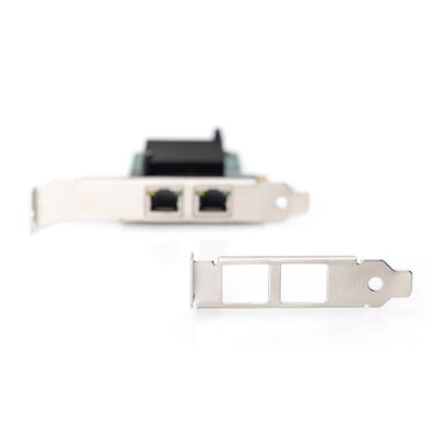 12. DIGITUS PCIE-Netzwerkkarte, kabelgebunden, 2x RJ45, Gigabit 10/100/1000 Mbit/s, niedriges Profil, DN-10132