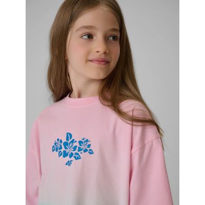 3. Locker geschnittenes Mädchen-T-Shirt mit Aufdruck 4F 4FJRSS26TTSHF4186-91A