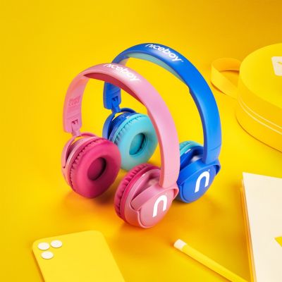 4. Niceboy HIVE Kinder-Headset, pink, mit Stirnband, für Anrufe/Musik/Sport/Alltag