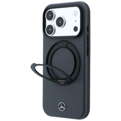 2. Mercedes Lederhülle mit Ringständer und MagSafe-Funktion für iPhone 18 Pro / 17 Pro – Dunkelgrau