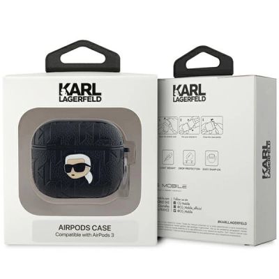 3. Karl Lagerfeld Monogram Karl Head Case für AirPods 3 – Schwarz