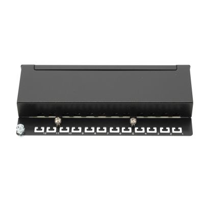 6. Digitus Desktop-Patchpanel 12x RJ45, LSA-Level, Cat.6A, geschirmt, schwarz, Kabelführung