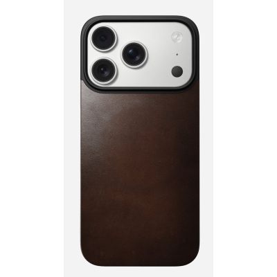 3. NOMAD Magnetische Lederrückseite - Magnetische Hülle für iPhone 18 Pro / 17 Pro, kompatibel mit MagSafe, Horween-Leder (rustikales Braun)