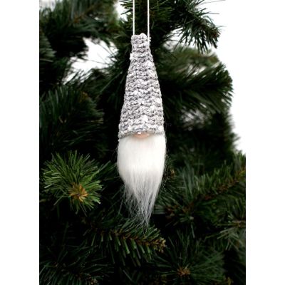 5. Dekorativer Anhänger Weihnachtsmann, 11 cm, Pailletten, Grau